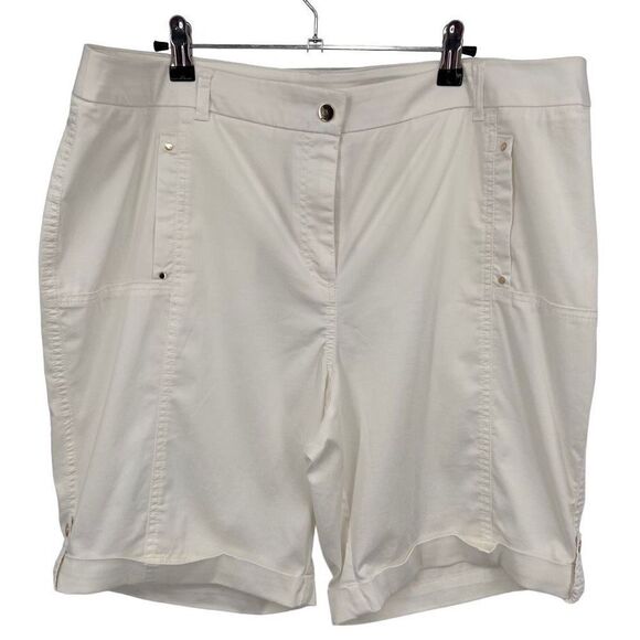 Chico’s Cuffed Bermuda Shorts White NWT Size 16 - Picture 1 of 7
